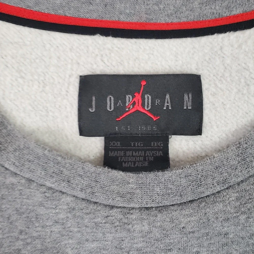 Jordan Sweatshirt Mens 2XL Gray Fleece Crew Pullover Jumpman Logo CJ9634-091